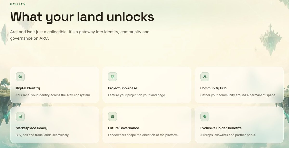 ArcLandHQ's tweet photo. ARC is still early.

That's what makes it exciting.

The infrastructure being built today will shape the ecosystem tomorrow.

We're building @ArcLandHQ 
Build your identity. Showcase your project.

Create communities. Trade freely. ArcLand is designed to be the home layer of the ARC world, a permanent, on-chain foundation where the community gathers, builds and grows.

With a finite supply of 10,000 unique lands and a roadmap focused on real utility, ArcLand is more than a collectible. It's your place in the @arc universe.

More detaols: https://t.co/KCssRjkKHK