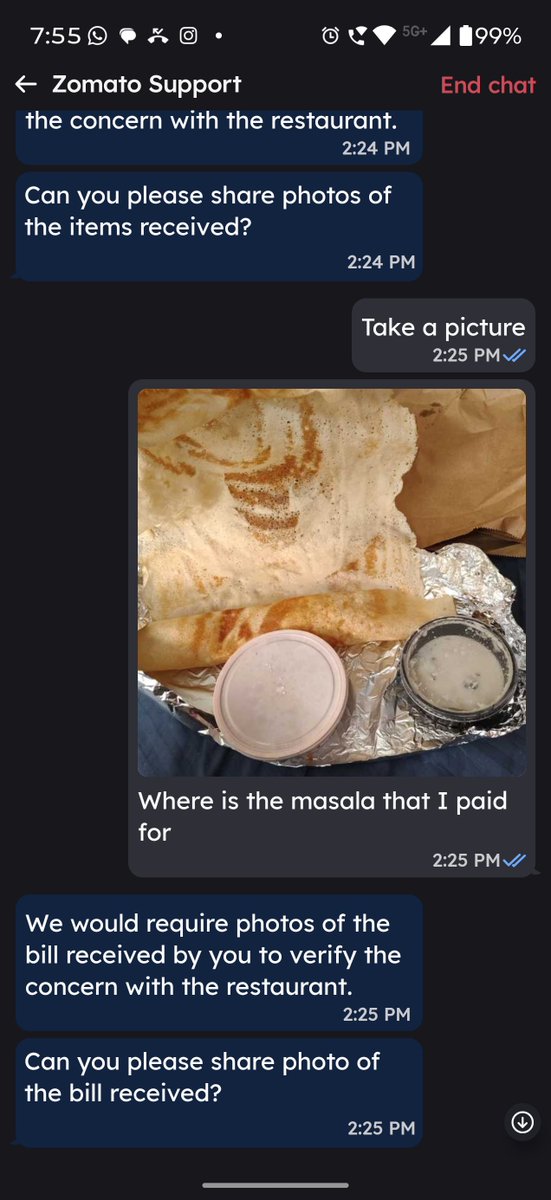 Mr_6_Speed's tweet photo. @zomato I ordered a masala and received a plain one. Could you please explain how is this photo not adequate enough to validate the issue. Can you see any masala on the dosa? https://t.co/u27U46WaeG