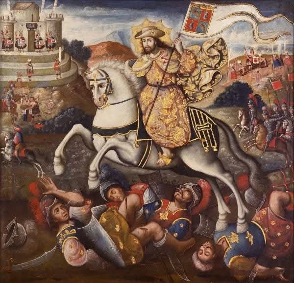 IoannesRomanus's tweet photo. Dum pater familias, Rex universorum, donaret provincias, ius apostolorum, Iacobus Yspanias, lux illustrat morum.

Primus ex apostolis, martir Ierosolimis, Iacobus egregio sacer est martirio.

Santiago Matamoros y Mataindios, ruega por nosotros, feliz día de Santiago Apóstol. https://t.co/JAsytDHfVO