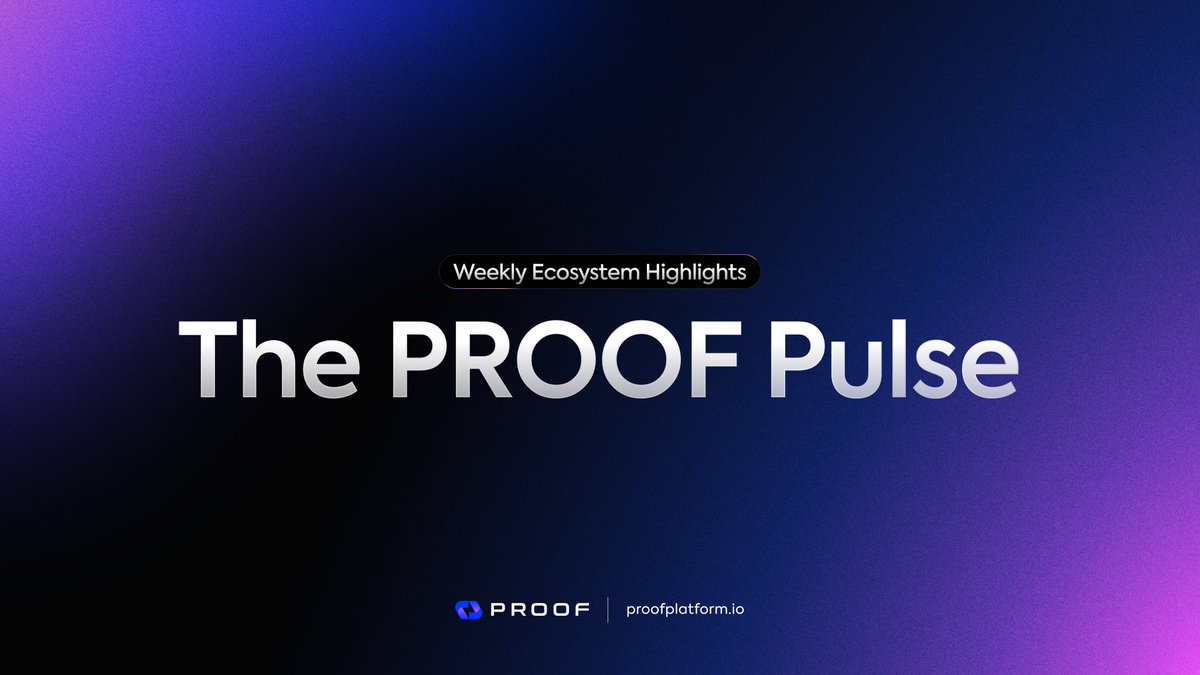 PROOFplatform's tweet photo. The PROOF Pulse.  
Weekly Ecosystem Highlights. 

Your weekly snapshot of updates across the PROOF ecosystem for the week of July 18th! 

🧵↓ https://t.co/PaZltNmPsi