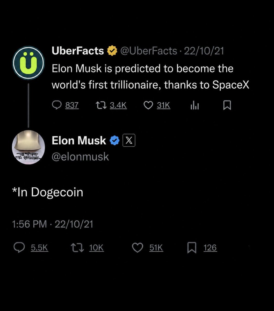 cb_doge's tweet photo. Elon Musk once said he would become the world’s first trillionaire… in Dogecoin. 😂 https://t.co/2TfbF4bjSW