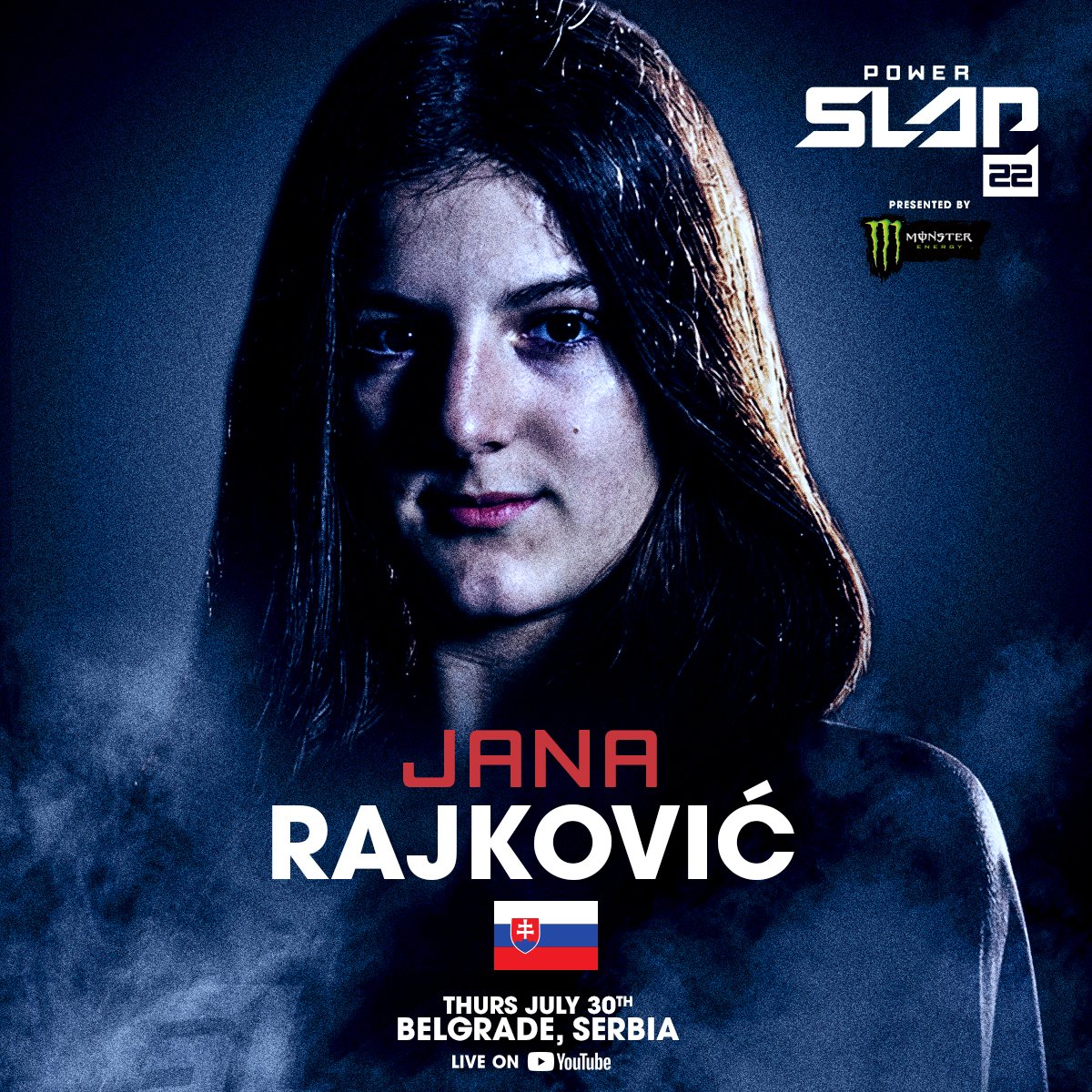 powerslap's tweet photo. 🇺🇸 MACIAS vs RAJKOVIC 🇷🇸

Jana Rajkovic gets the hometown crowd behind her as she takes on Pita Macias at #PowerSlap22!

[ $VET | July 30th | Live &amp; FREE on YouTube | 🎟️ Get TICKETS at link in bio ] https://t.co/MUfKqTNoS8