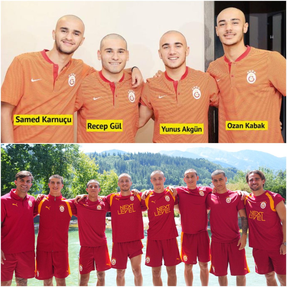 forzacimbom's tweet photo. 💛❤️ Bir zamanlar Galatasaray alt yapı oyuncusuyken saçı kesilen Yunus Akgün, şimdi ise genç oyuncuların saçlarının kesilmesinde yer alan takımın tecrübeli oyuncusu oldu. https://t.co/mMYz0TNYr5