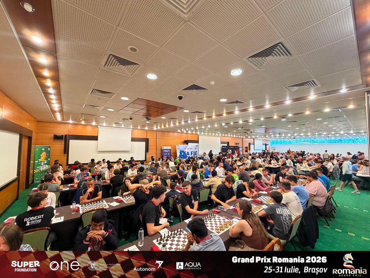 FrsahRo's tweet photo. ♟️ Brașov Grand Prix Classic 2026 starts today!

Nearly 500 players from 29 countries are gathering in Brașov for a classical chess week, 25–31 July, with a €36,000 prize fund.

Good luck to all players!

#RomaniaGrandPrix #Chess https://t.co/gEyeVqm448