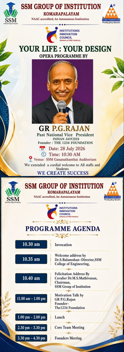 EducationalSsm's tweet photo. YOUR LIFE : YOUR DESIGN 🌟

The future you dream of starts with the choices you make today.

A session to inspire, motivate, and redesign your path to success.

 #YourLifeYourDesign #MotivationalTalk #IIC  #StudentMotivation  #SSMCE  #MotivationalProgram #Education https://t.co/QX1b3uWQYR