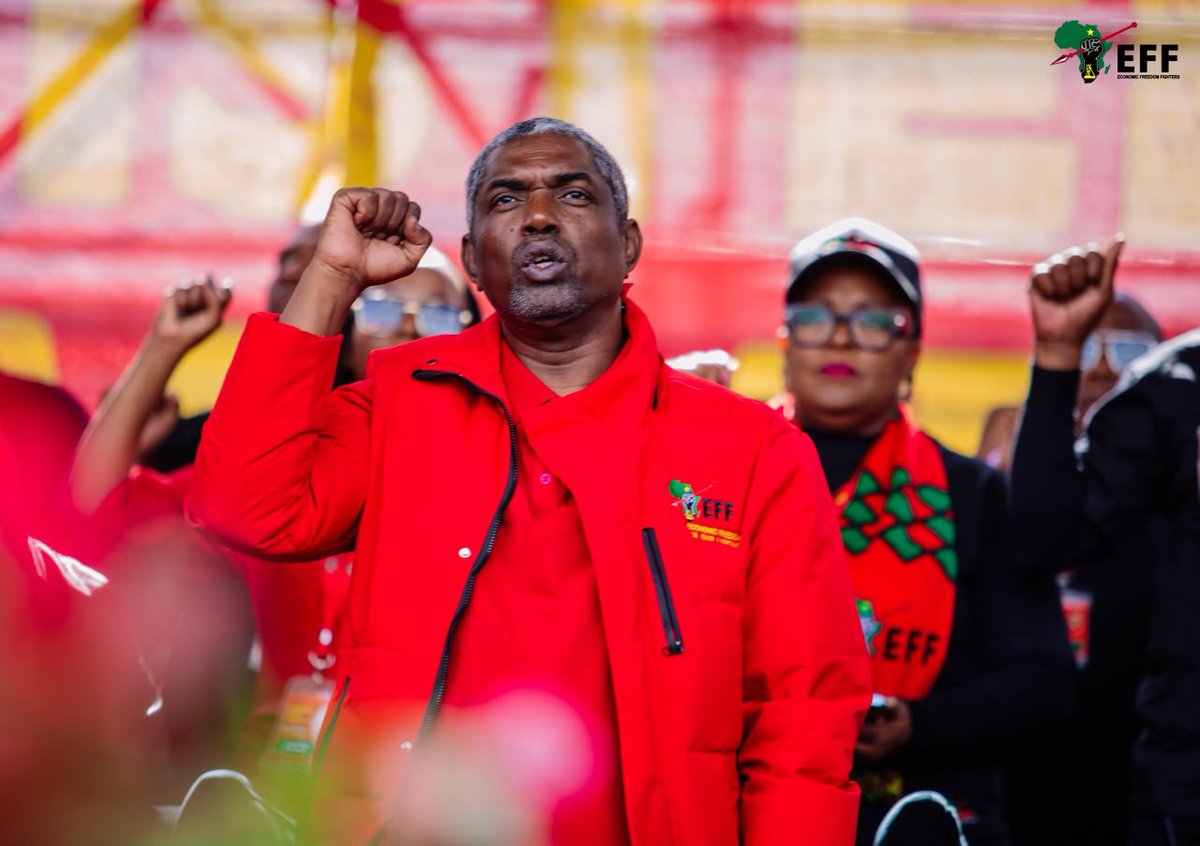 EFFSouthAfrica's tweet photo. ♦️In Pictures♦️

The EFF Deputy President @GardeeGodrich singing Nkosi Sikelel’ iAfrika, as originally composed by Enoch Sontonga at the #EFFTurns13 Rally and 2026 LGE Manifesto Launch. https://t.co/b7OYAC88AF