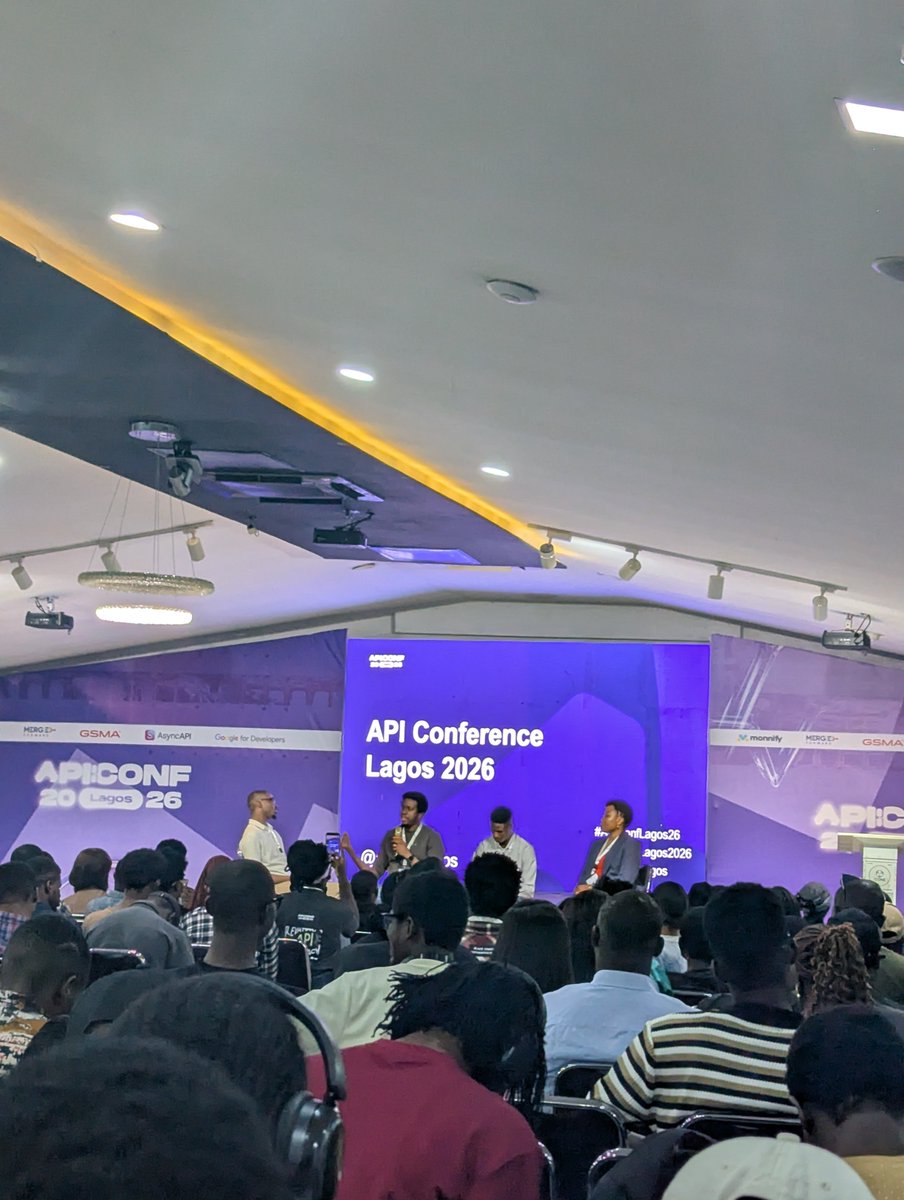 AhmzyJazzy's tweet photo. @apiconflagos 2026 going on smoothly. A lot of useful information shared around API integration, Using MCP to make your API Agent be API documentation aware, making your API documentation be AI Agents ready. 
#APIConfLagos2026 https://t.co/yH1VmUnE9g