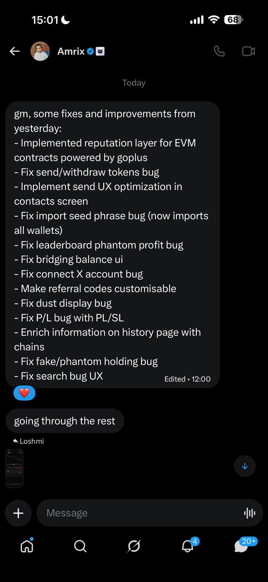 loshmi's tweet photo. a founder that actually listens to feedback and creates fixes and proposes solutions? 

bullish. https://t.co/GnonQEMec9