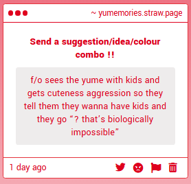 YumeMories__'s tweet photo. [ : ̗̀➛ Yume Prompt !! 🌸 ]

f/o sees the yume with kids and gets cuteness aggression so they tell them they wanna have kids and they go “? that’s biologically impossible” https://t.co/z6Qimk8JUK