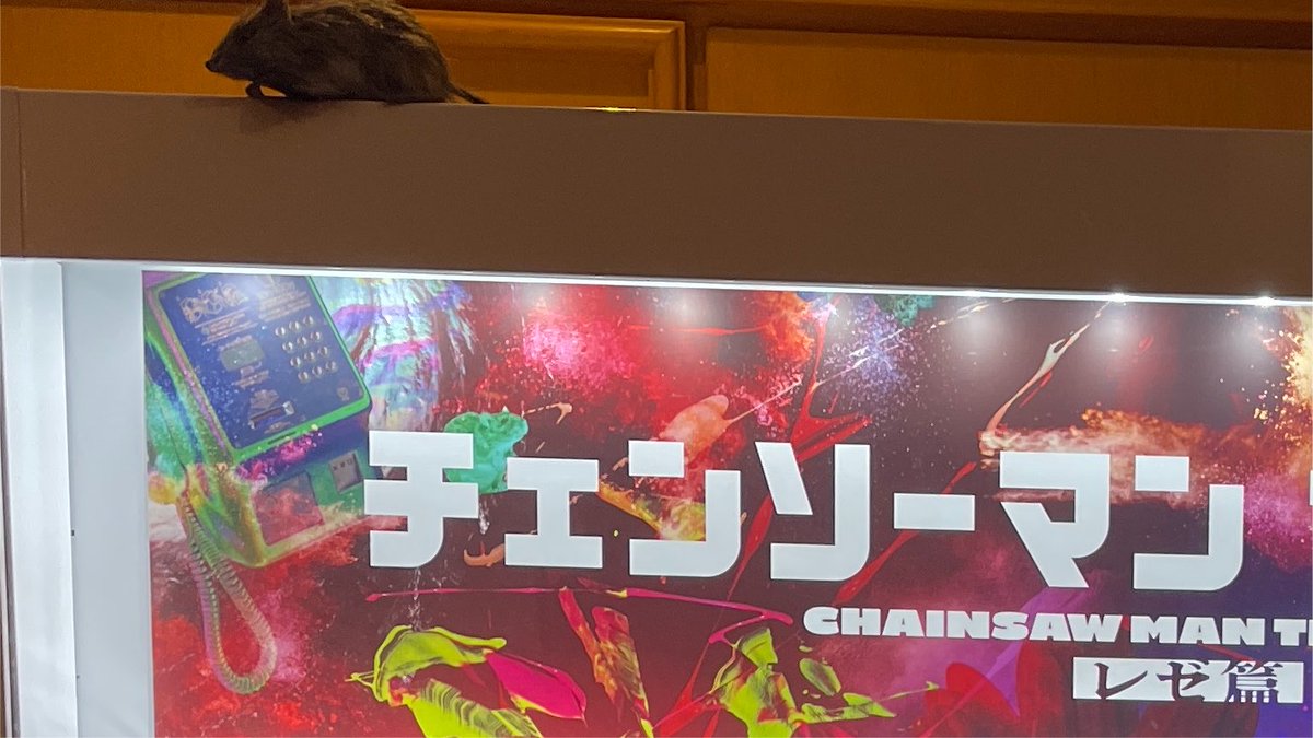 As7Ko9's tweet photo. チェンステのタイアップ映像に載ってる&amp;劇の内容ではないのでネタバレにはならないはず…ということでロビーの小ネタで気づいたことを

自販機の上にネズミがいる！ https://t.co/YpKktdm6iM