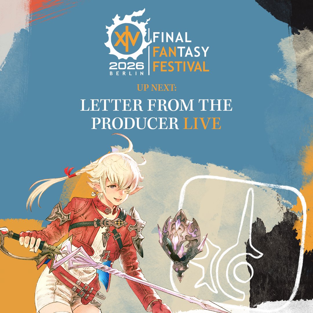 FF_XIV_EN's tweet photo. Up next at FFXIV Fan Festival 2026 in Berlin: Letter from the Producer LIVE

Join Yoshi-P and Foxclon as they sit down with Lead Battle Content Designer Masaki Nakagawa for all things beastmaster!

📺 https://t.co/FHldjeVVLf https://t.co/1a3IIyi8RP