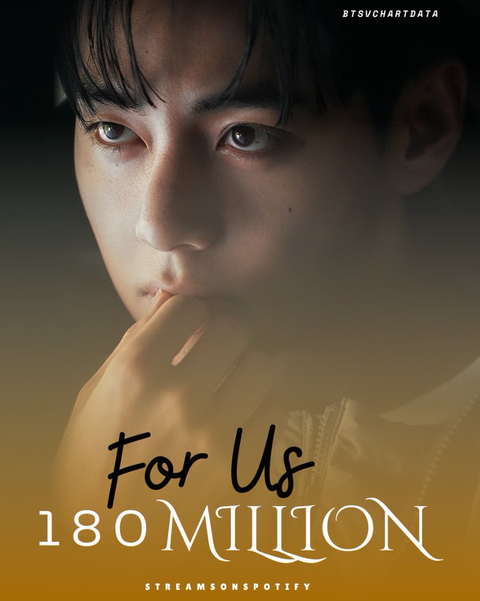 BTSVChartData's tweet photo. For Us by V has surpassed 180,000,000 streams on Spotify! https://t.co/zUwwzn3srr
