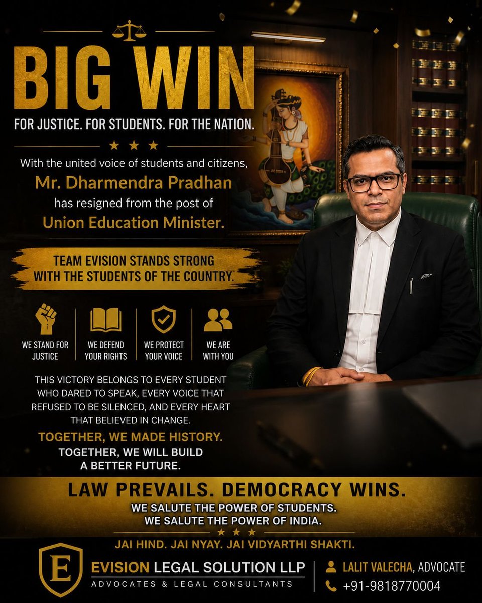 lalitvalecha's tweet photo. @CJP_for_India @abhijeet_dipke  @SauravDassss @AshutoshRanka 
Congratulations on the big win. Me and my law firm continue to be in support of the students. https://t.co/mQsdE9GTF9