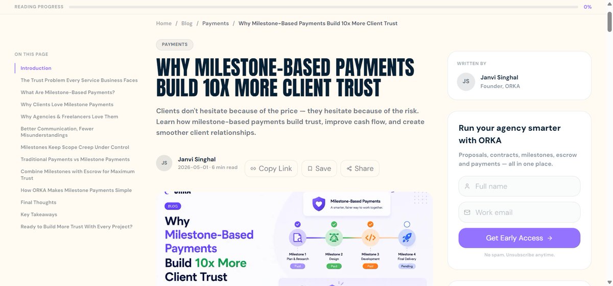 get_orka's tweet photo. We just launched the Orka Blog. 🐋

Actionable guides on AI, agencies, client management, contracts, escrow, payments, productivity &amp; more.

What should we write about next?

📖 https://t.co/XvtjKblFA6

@SahityaRoy07 @thebhupii @StellarOrg  @DebanjannnYaps https://t.co/j2e6wwoDjP