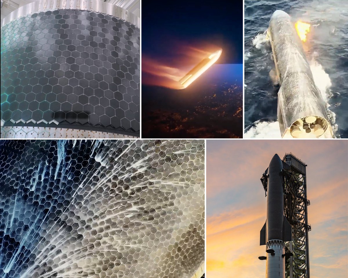 XFreeze's tweet photo. “No one has ever built a fully reusable orbital heat shield”

When Starship reenters at orbital velocity, it comes in like a flaming meteor….a raging ball of fire. Most heat shields partially melt or get destroyed during reentry

SpaceX is solving this incredibly hard problem right now with the most advanced heat-shield tiles ever flown

Starship V3 upgrades are improving tile retention and durability with every flight. The progress is insane
