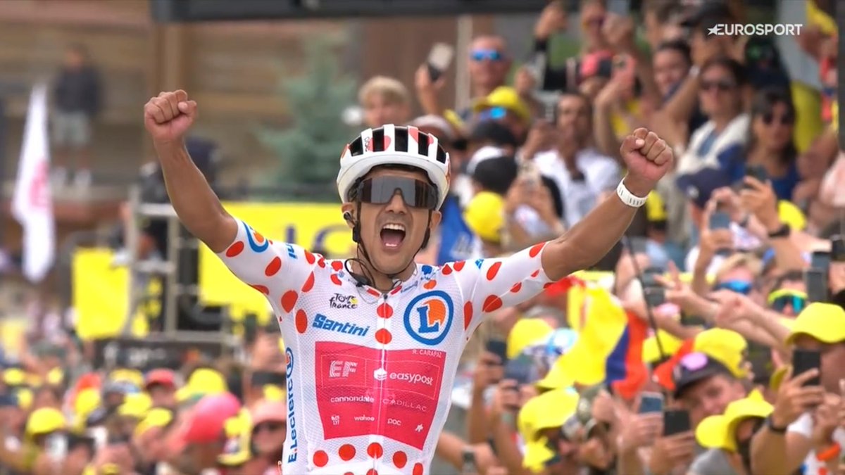 faustocoppi60's tweet photo. Pretty cool for the KOM winner to win also the queen stage, Carapaz deserves this because he abandoned a certain top 5 finish in GC for Polka Dots and stage wins in the 3rd week. Total showman! The Claudio Chiappucci of our times, he looks like his son btw.
#TDF2026 https://t.co/PCJ084IWGU