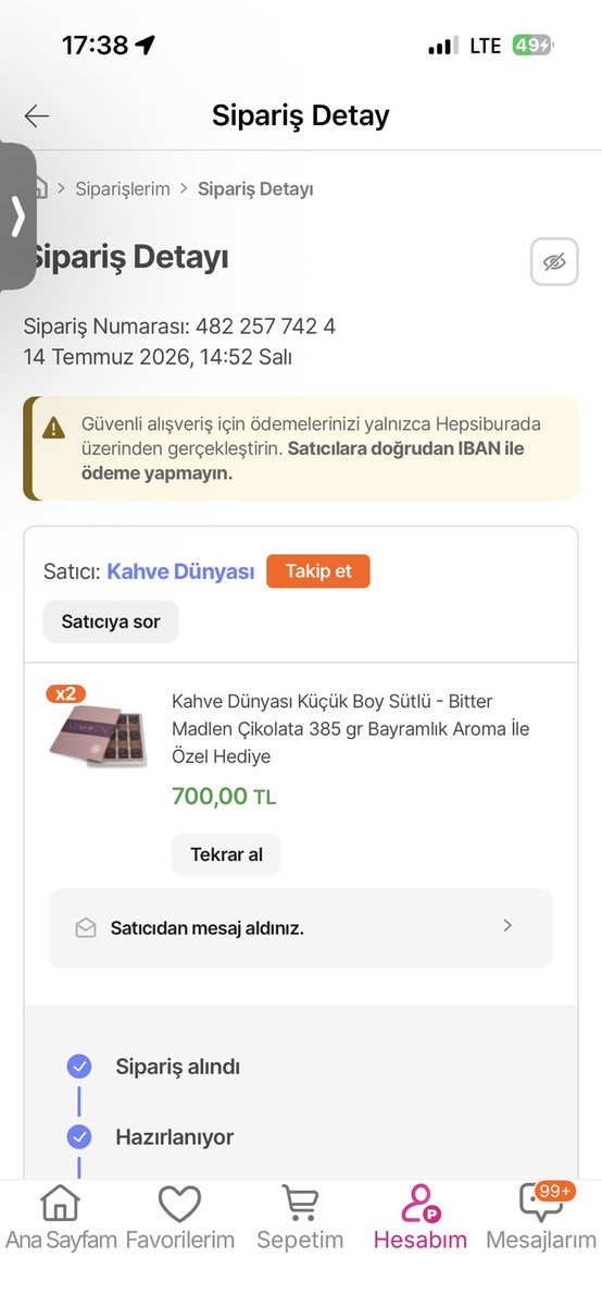 Tubazdoru3's tweet photo. Bir çikolata göndermek çok mu zor @kahvedunyasi @hepsiburada 11 gündür bekliyorum dalga geçer gibi hazırlanıyor diyorsunuz nasıl bir hazırlama bu anlayamadım yazık ya https://t.co/fA4qRTc35X