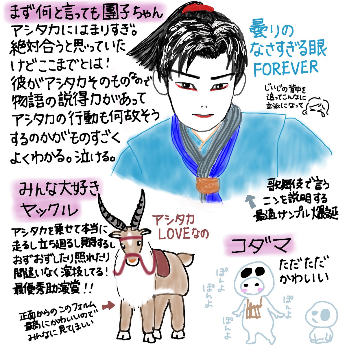 mori9ri's tweet photo. #もののけ歌舞伎
感想描きました〜　
原作ファン&amp;スーパー歌舞伎の新作をリアルタイムで観られる喜びで4枚なんかじゃ全然足りませんでした。またその2描きます😤だって、全キャスト、演出や衣裳、本当に素晴らしいから！歌舞伎のアナログ、いいよなぁ✨
まだまだこれからの更なる進化にも期待です！ https://t.co/OgV3sjwfEG