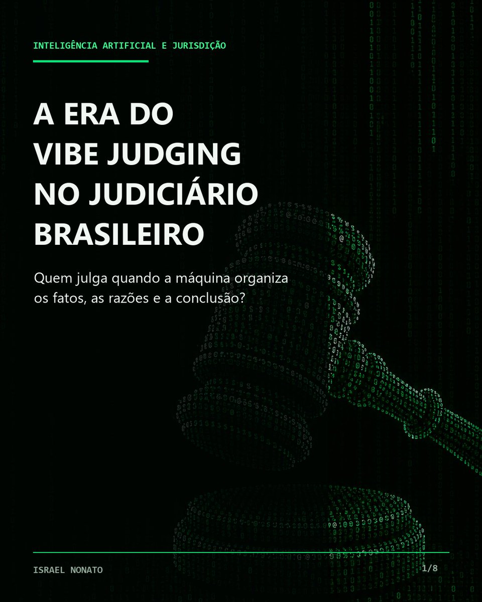 inonato's tweet photo. A era do vibe judging no Judiciário brasileiro

Quando a inteligência artificial escolhe os fatos, hierarquiza os argumentos e entrega a conclusão, o juiz ainda julga ou apenas assina o que a máquina decidiu?  https://t.co/naQ6Q61OxE

#vibejuding #inteligenciaartificial https://t.co/nRJtceHgsr