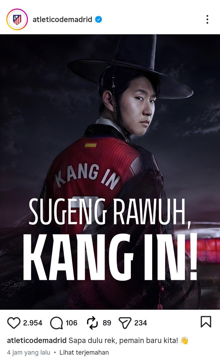 bagasmancing's tweet photo. Bukan bahasa Inggris bukan bahasa Spanyol. Rekrutan anyar Atletico asal Korea Selatan malah disambut pakai bahasa Jawa 😭 https://t.co/0WifVHBpqE