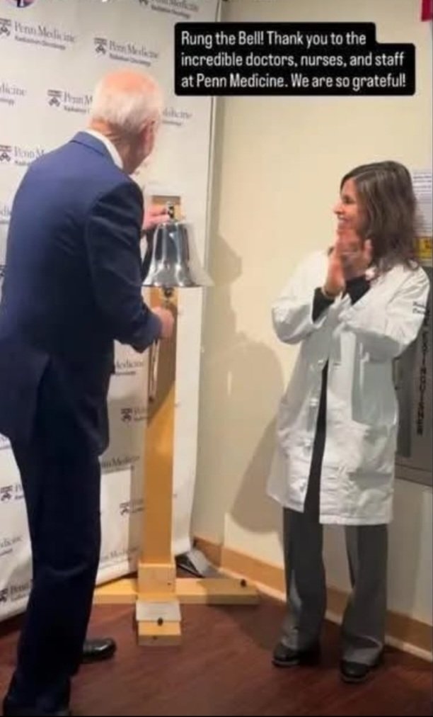 AzPetrich's tweet photo. 🎉 Congratulations 🎉 to 
President Biden on finishing chemotherapy and ringing that bell!!! 🔔

Wishing you continued good health. https://t.co/qFeht8mDNX