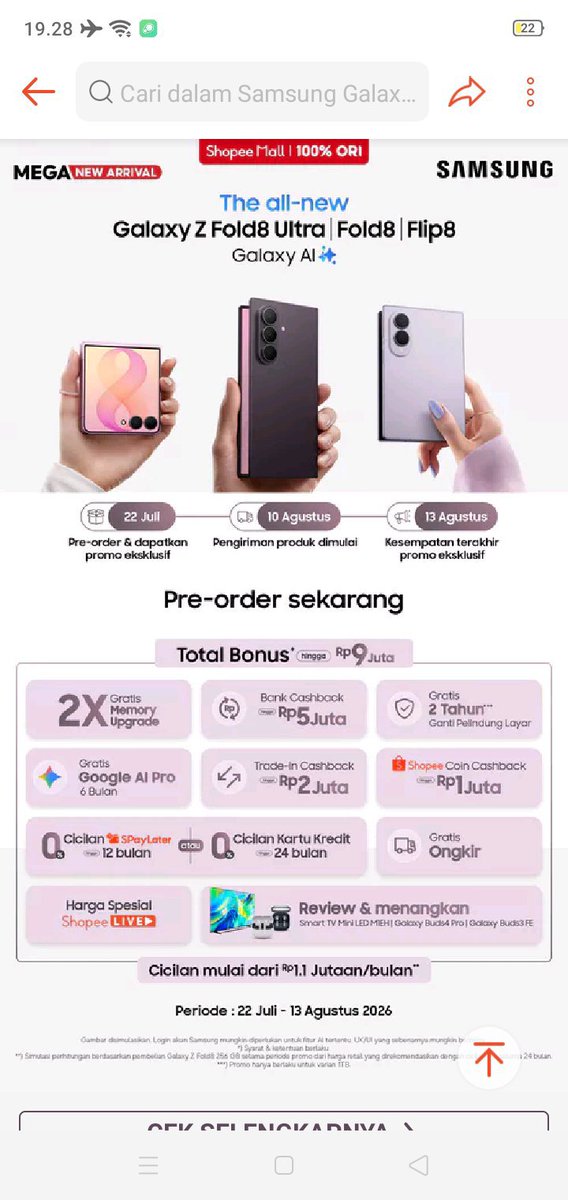 heyyihat's tweet photo. @ShopeeID Siap cobain #GalaxyZFold8 karena suka banget sama rasio baru layarnya yang nyaman banget untuk nonton konten favorit #GalaxyZFold8xShopee #FoldTheDoubt ❤️

Sukses dan jaya selalu @ShopeeID

Semoga rejeki ku lewat perantara kaka mimin untuk menjadi pemenangnya Z Flip8 aamiin.. https://t.co/za4zRnZObF