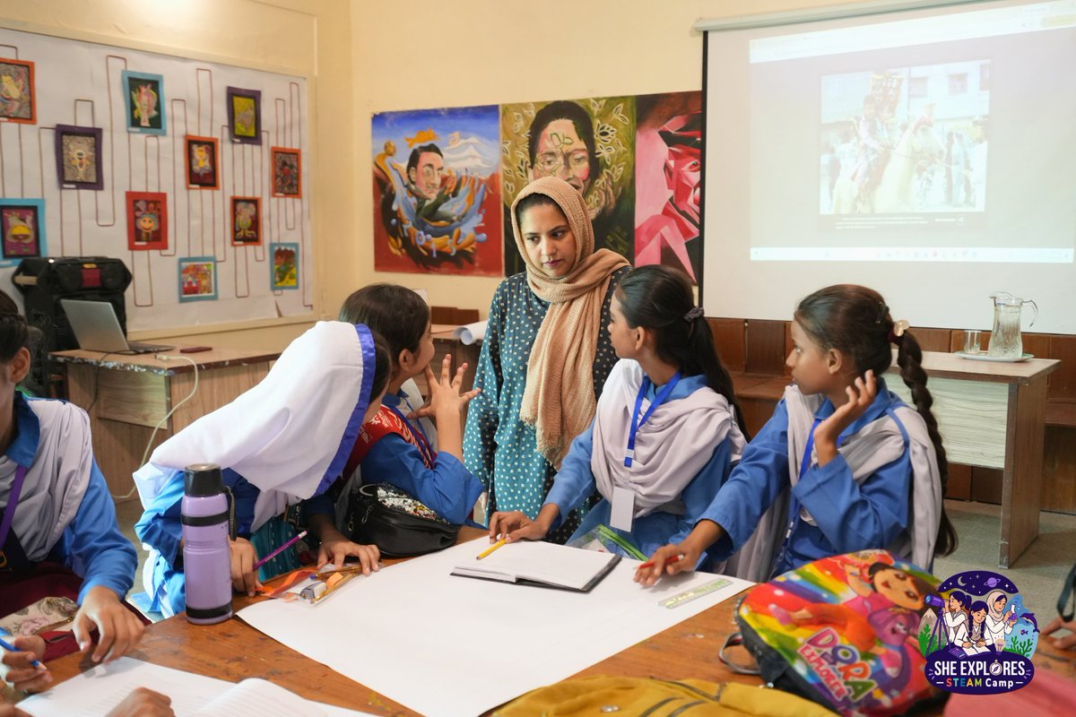 STEAMPakistan's tweet photo. 🚀 Code, camera, action, & confidence!
Day 3 of our #SheExploresSTEAM Camp brought together future coders, journalists, and empowered and aware young women. With activities on coding logic, storytelling, self identity, menstrual health and stress management our incredible facilitators made learning an unforgettable journey! ✨
@ThisIsReckitt @rabiamush @MahwariJustice
#STEAMCamp #WomenInSTEAM