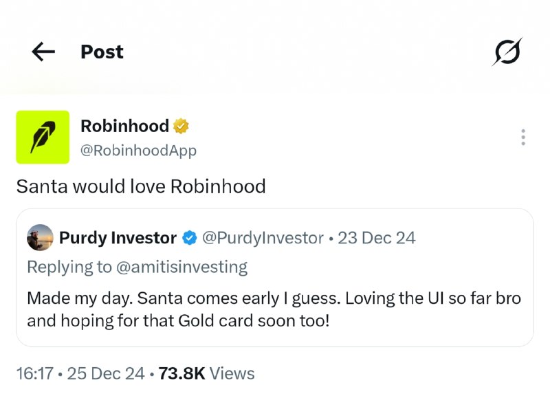 ClarissaYorke's tweet photo. 🎅 MEET $SANTAHOOD — THE FIRST SANTA TOKEN ON ROBINHOOD CHAIN 🎄

HO HO HO! 🎅

I've been watching @SantaHoodCoin lately, and it's one of the most interesting narratives on the Robinhood Blockchain.
It all started with a 2024 tweet from @RobinhoodApp:

"Santa would love Robinhood."

The community turned that vision into reality by launching the first Santa memecoin on Robinhood Chain.

🎄 OG Santa on Robinhood Chain
✅ Listed on CoinGecko & CoinMarketCap

🚀 Growing a strong community ahead of Christmas

💬 Join their community: https://t.co/aIJIzdzHDT

Contract address: 0x38bb87Cf3E7344A82be7CD671c191f015b97eEe6

Sometimes the biggest narratives begin with a single tweet.