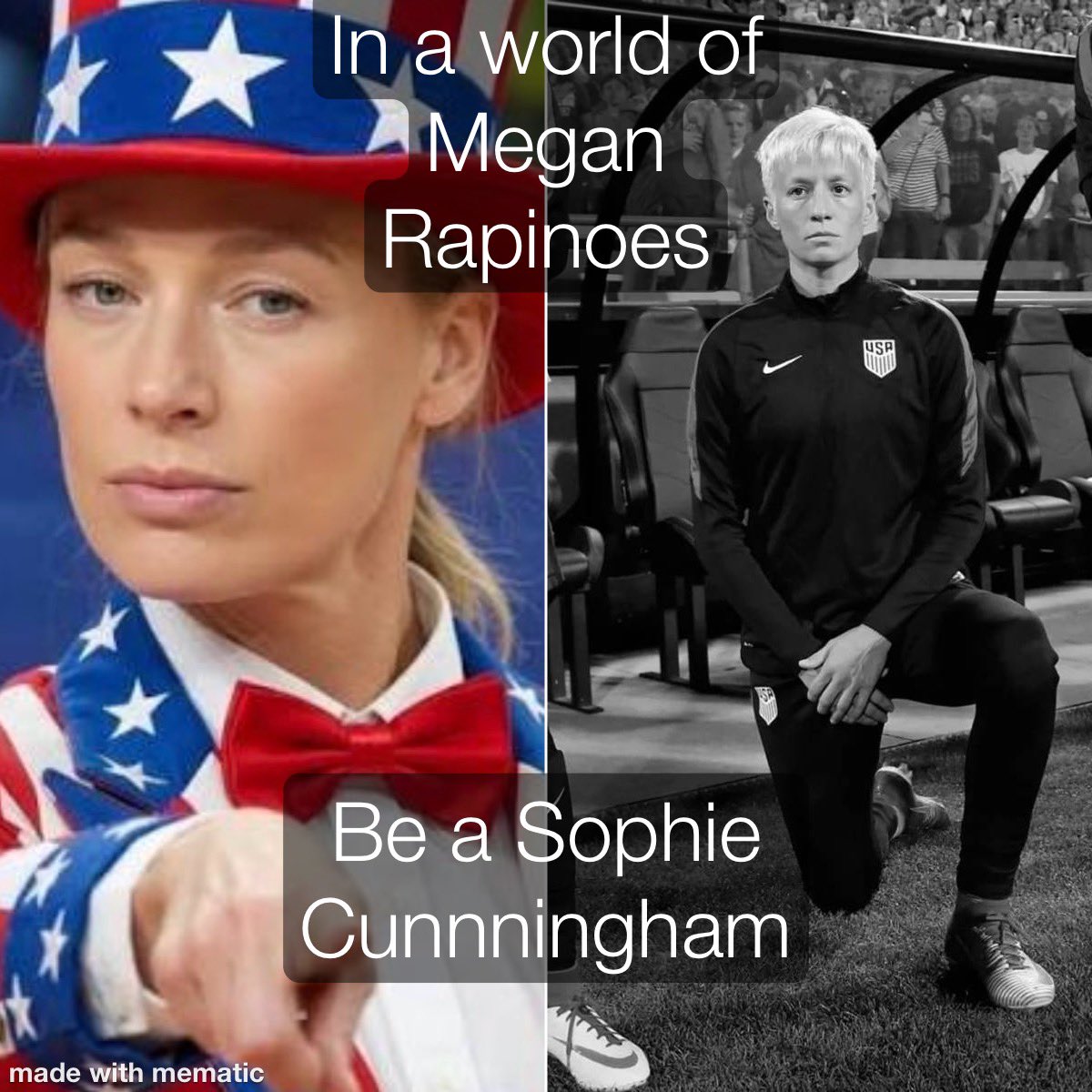 AmericaPapaBear's tweet photo. In a world full of Megan Rapinoes, be a Sophie Cunningham. https://t.co/Mk6pgxRSdr