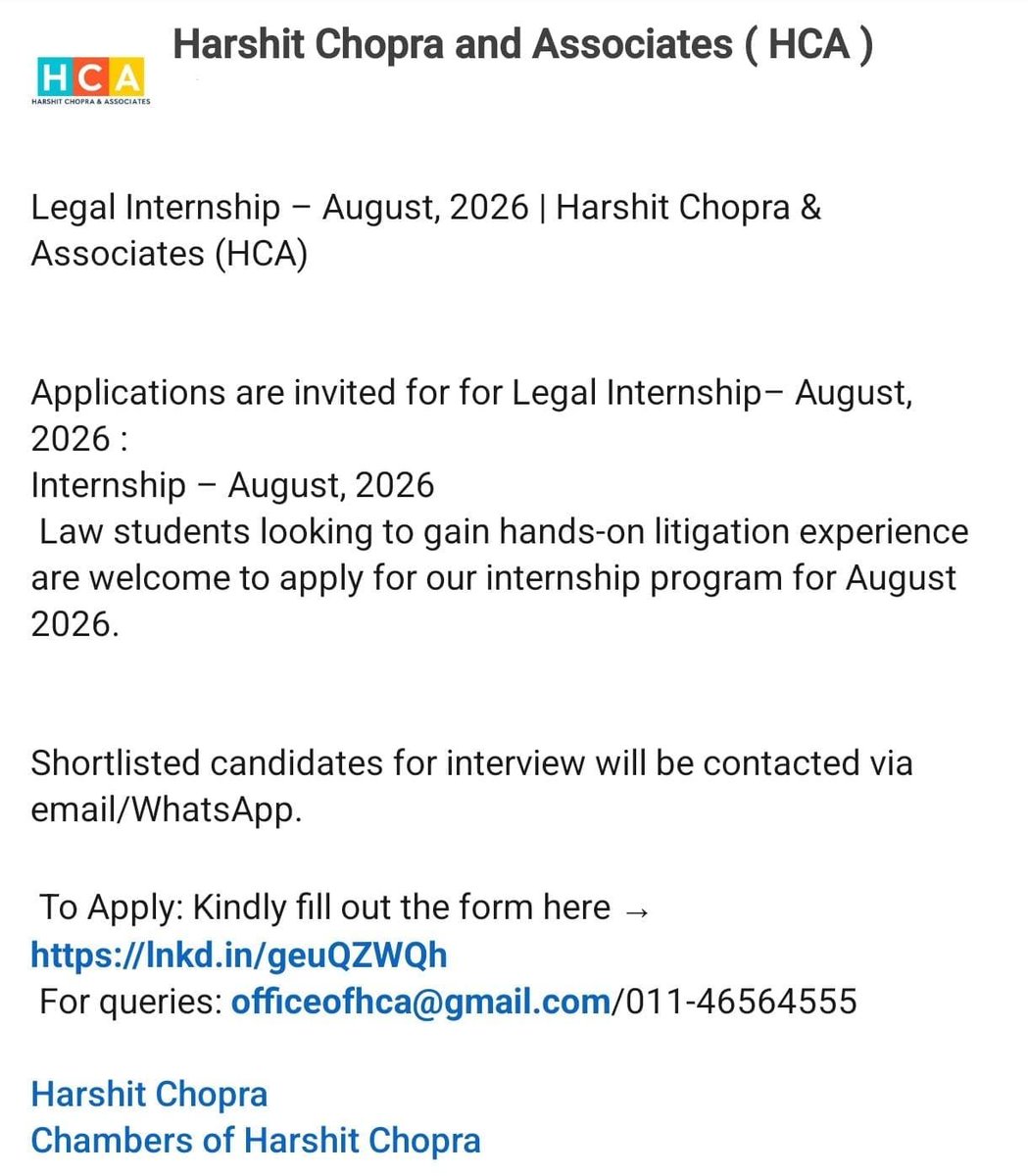 contacthca's tweet photo. Apply Here → https://t.co/U8IvAbOyax

@harshitchopra https://t.co/2xfw50l8ES