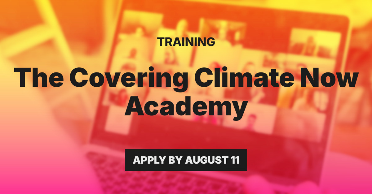 markhertsgaard's tweet photo. Journalists! We’re now accepting applications for our free live training Sept-Dec 2026. With 40 slots available, you can become part of a global community learning climate science basics, solutions journalism, how to spot disinformation, and much more. https://t.co/QwvPfotxWR https://t.co/FhhtZFHD4b