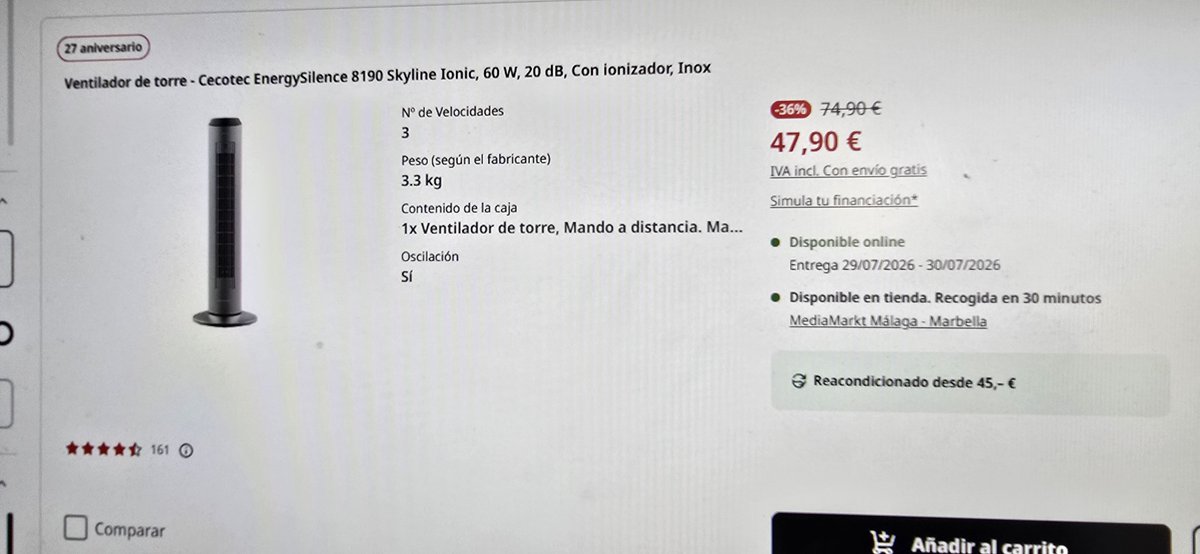 madpb33's tweet photo. @MediaMarkt_es Foto realizada ahora mismo, y ya me estáis dando largas de que tus compañeros de Marbella buscan solución, lo lo hay (en la página si) o no lo hay (que es como un tonto como yo pago y no enviais) gracias profesionales, por llamaros de una forma bonita https://t.co/0J8Py7IQm9