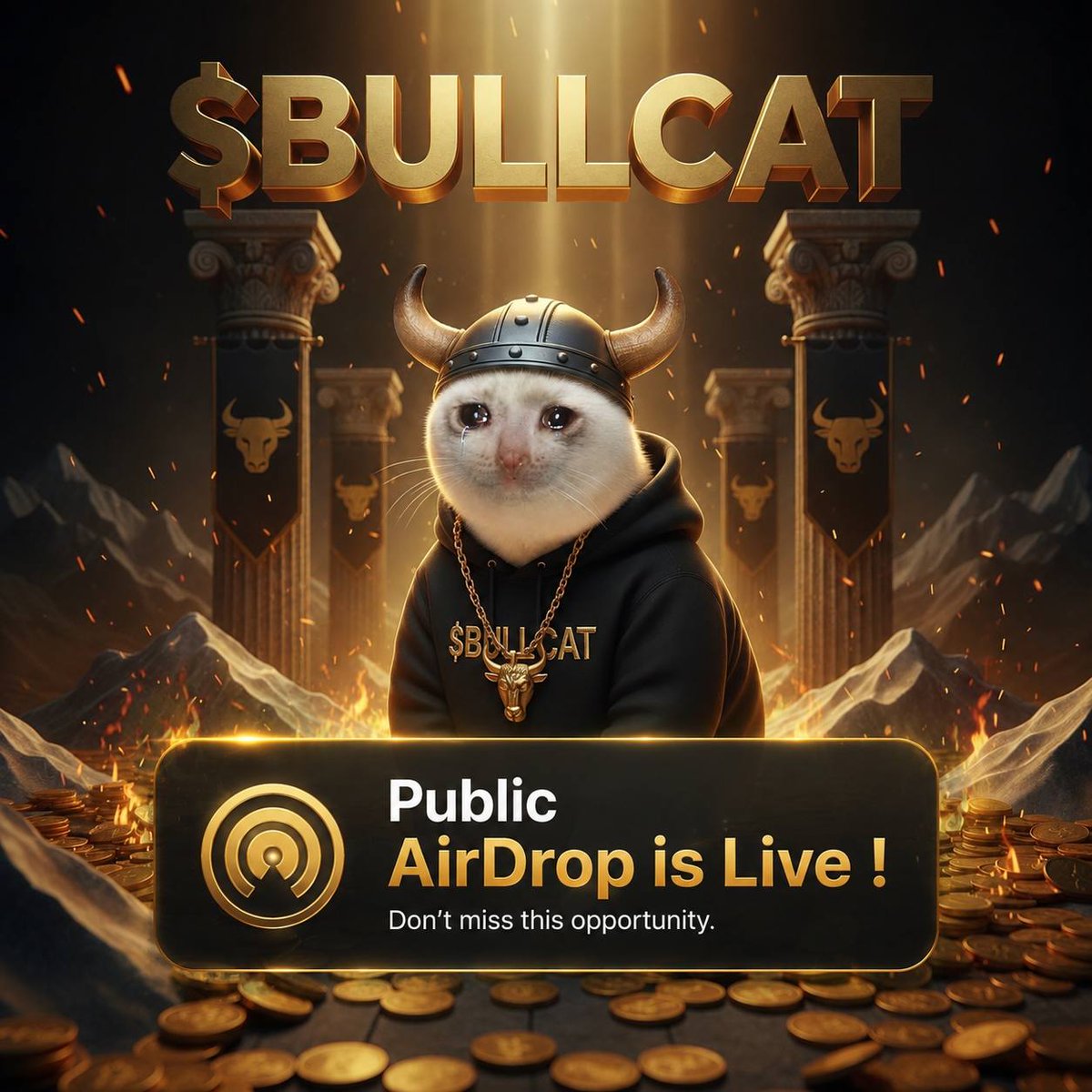 Corinne02's tweet photo. 🚨 A new project is now live. 

 The Bull Cat builds the $BULLCAT token with a memecoin coin airdrop. 

 ➡️ https://t.co/XrD0SVs9gA 

 #SOLANA $SOL $BOBO https://t.co/vOXy16KybN