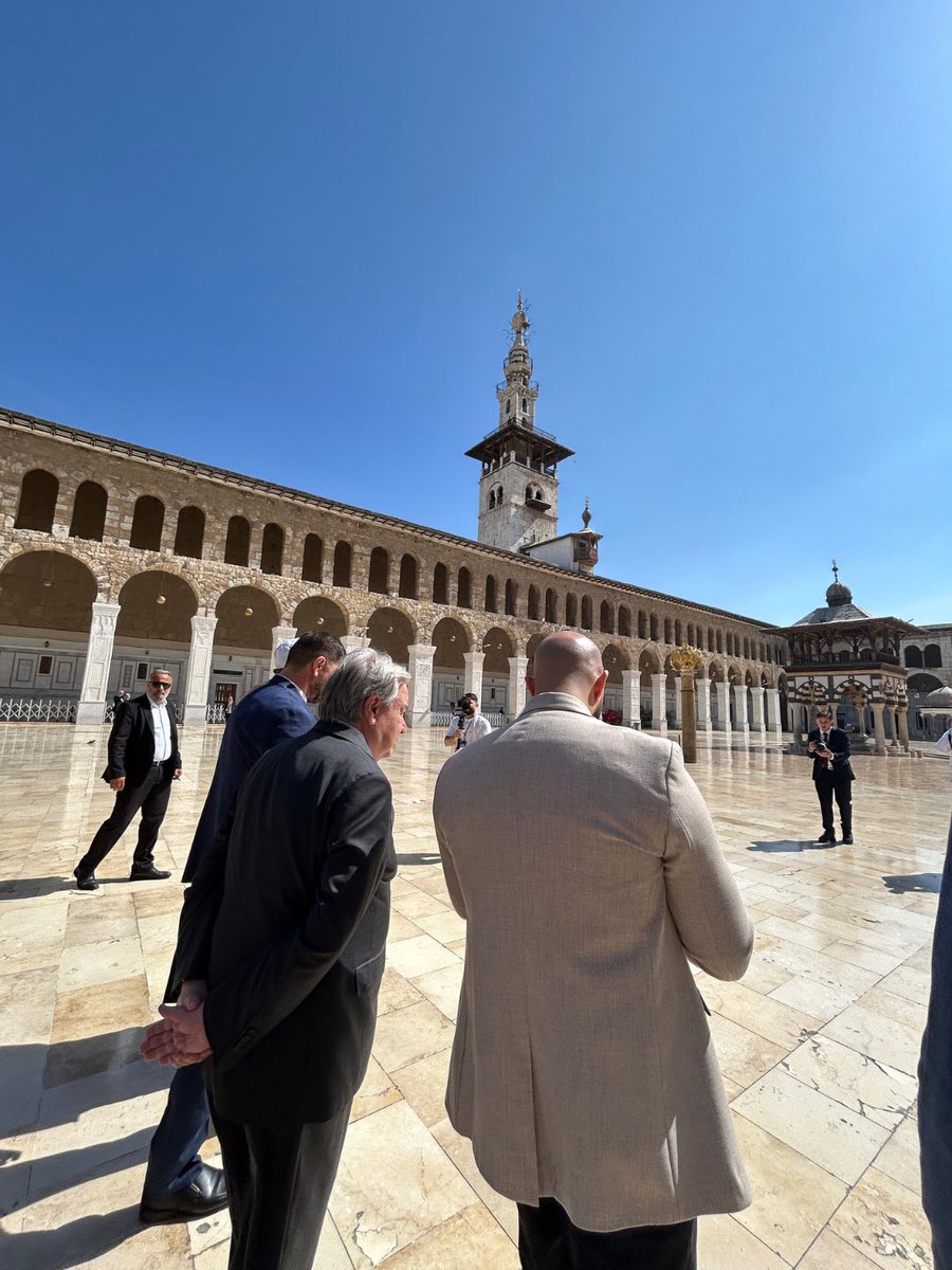 UN's tweet photo. "The UN stands with Syria at this pivotal moment."

During his visit of solidarity, @antonioguterres appeals to the international community to spare no effort to support Syria. https://t.co/yQEGJU15qw https://t.co/ea0P01aB4q