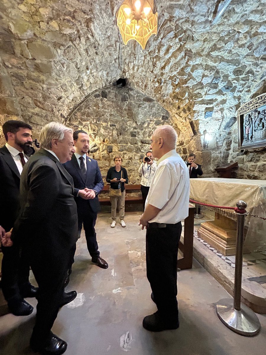 UN's tweet photo. "The UN stands with Syria at this pivotal moment."

During his visit of solidarity, @antonioguterres appeals to the international community to spare no effort to support Syria. https://t.co/yQEGJU15qw https://t.co/ea0P01aB4q