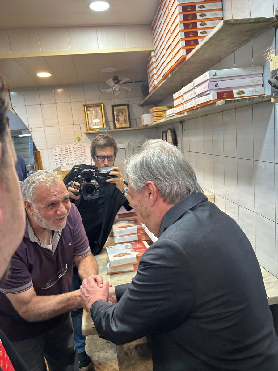UN's tweet photo. "The UN stands with Syria at this pivotal moment."

During his visit of solidarity, @antonioguterres appeals to the international community to spare no effort to support Syria. https://t.co/yQEGJU15qw https://t.co/ea0P01aB4q