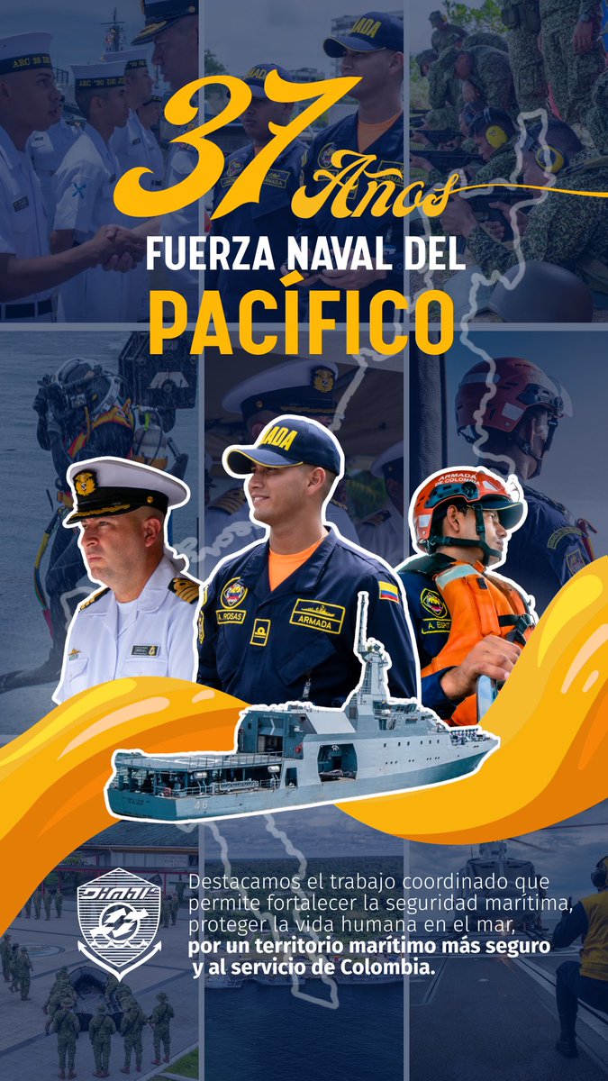 Dimarcolombia's tweet photo. ⚓️Durante 37 años, la Fuerza Naval del Pacífico ha mantenido una presencia firme en esta región estratégica, acompañando a sus comunidades y aportando a la defensa de la soberanía nacional.🇨🇴@FNP_ArmadaCol https://t.co/UE1yzYNBnc