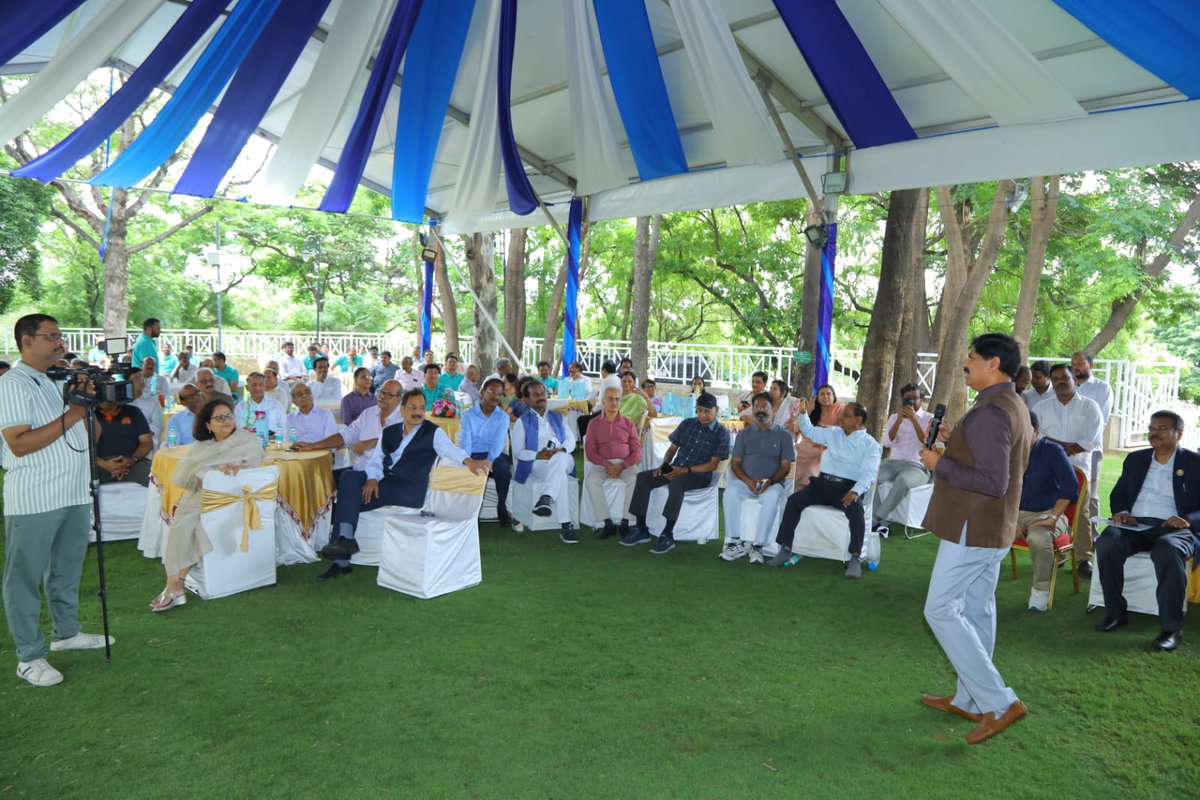 IncomeTax_APTG's tweet photo. As part of the 167th IncomeTaxDay celebrations, the Office of the Principal Chief Commissioner of Income Tax, Andhra Pradesh & Telangana, organised "Virasat": a special interaction between retired IRS officers and serving officers of Andhra Pradesh & Telangana at Mehdi Manzil Lawns, Road No. 12, Banjara Hills, Hyderabad, on 25.07.2026, under the guidance of Shri Suresh Battini, IRS, Principal Chief Commissioner of Income Tax, AP & TG.
A first-of-its-kind initiative, Virasat provided a platform for retired senior IRS officers to share their experiences, institutional knowledge, and best practices with serving officers. The programme honoured the invaluable contributions of retired officers whose dedication and leadership have significantly shaped the Income Tax Department over the years.
The event witnessed the participation of around 65 retired officers, including Shri P. R. Rao, IRS (Retd.), a 1955 batch officer aged 97 years, along with officers who had recently retired from service, representing the rich legacy and continuity of the Department.

Virasat reflects the Department’s commitment to preserving its institutional heritage, fostering inter-generational learning, and inspiring future generations of officers through the enduring values of service, integrity, and excellence.