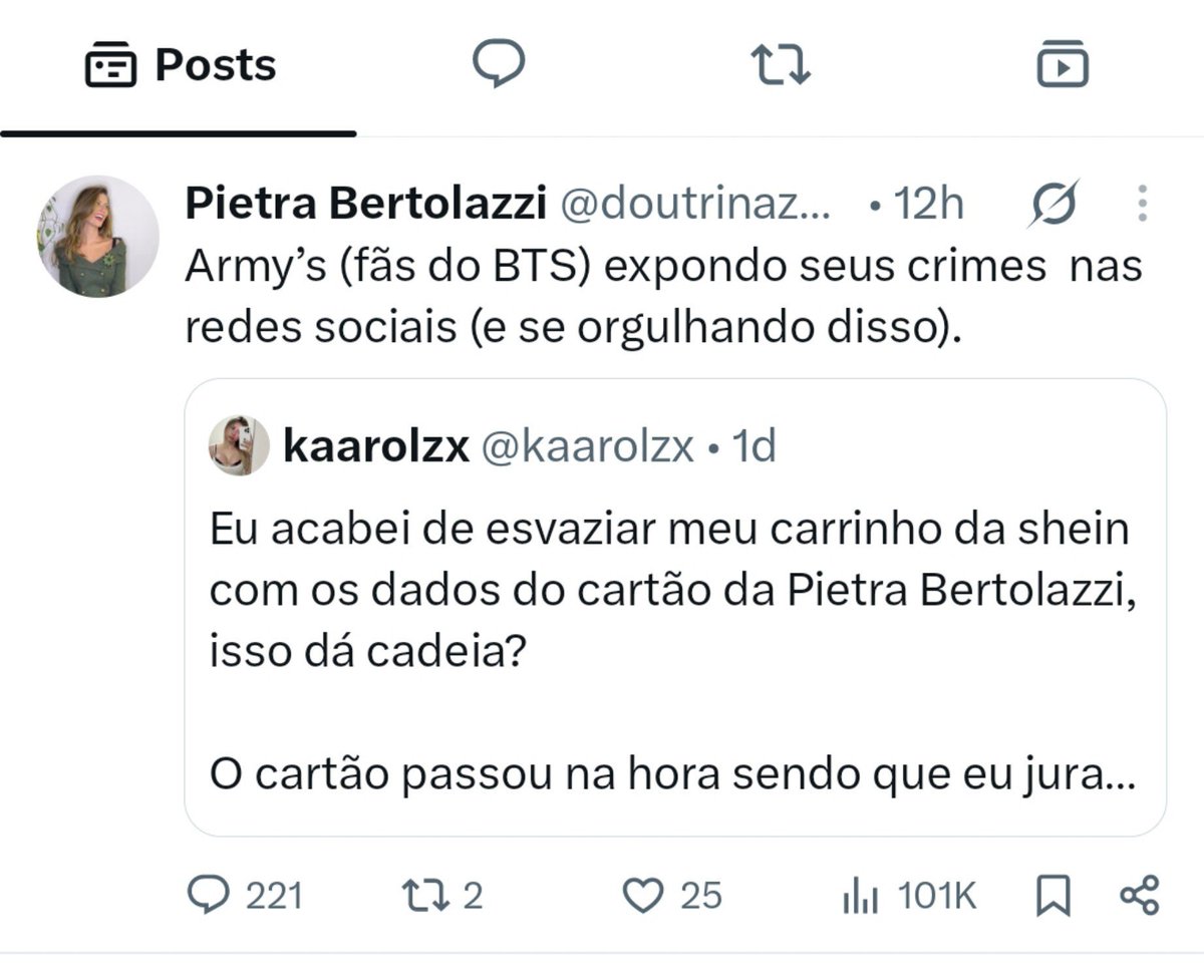 jmtokyos's tweet photo. 🚨 ARMYS, DENUNCIEM A CONTA DE PIETRA BERTOLAZZI AQUI NO TWITTER 🚨

🔗https://t.co/9zfg7ZfWQt https://t.co/hukXahxwKf