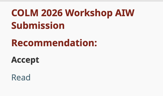 ergo_edge's tweet photo. COLM 2026 AIW accept 🎉
first interp paper in, with a few more in the works
see y’all in SF 🇺🇸!!!
@ActInterp @COLM_conf https://t.co/sZhnk96mRI