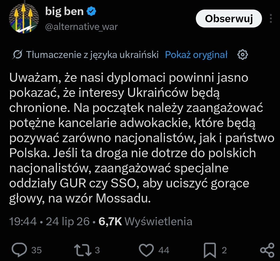 kowalska300's tweet photo. Ukraińcy chcą zabijać polskich patriotów!!

Takich karzą nam nazywać sojusznikami i braćmi. https://t.co/87DSisyFu8
