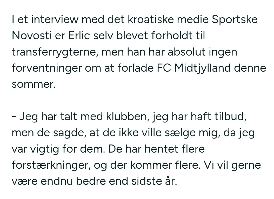 Chapper88's tweet photo. Selvom det ser sløjt ud med indgående transfers i #midtjylland i øjeblikket, signalerer Erlic i det mindste, at der nok skal komme flere forstærkninger 😅 #sortepenge https://t.co/99aM8eS5fN