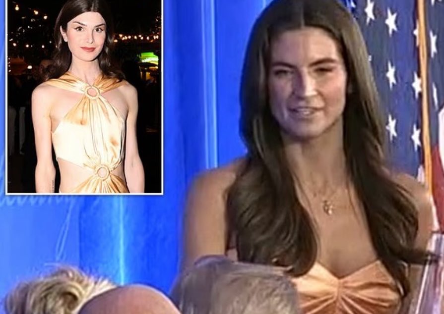 FakeNewsHurts's tweet photo. Trump epic troll at the WHCD points out that Kaitlan Collins from CNN looks like Bud light trans influencer Dylan Mulvaney. https://t.co/h6atLPqBHc