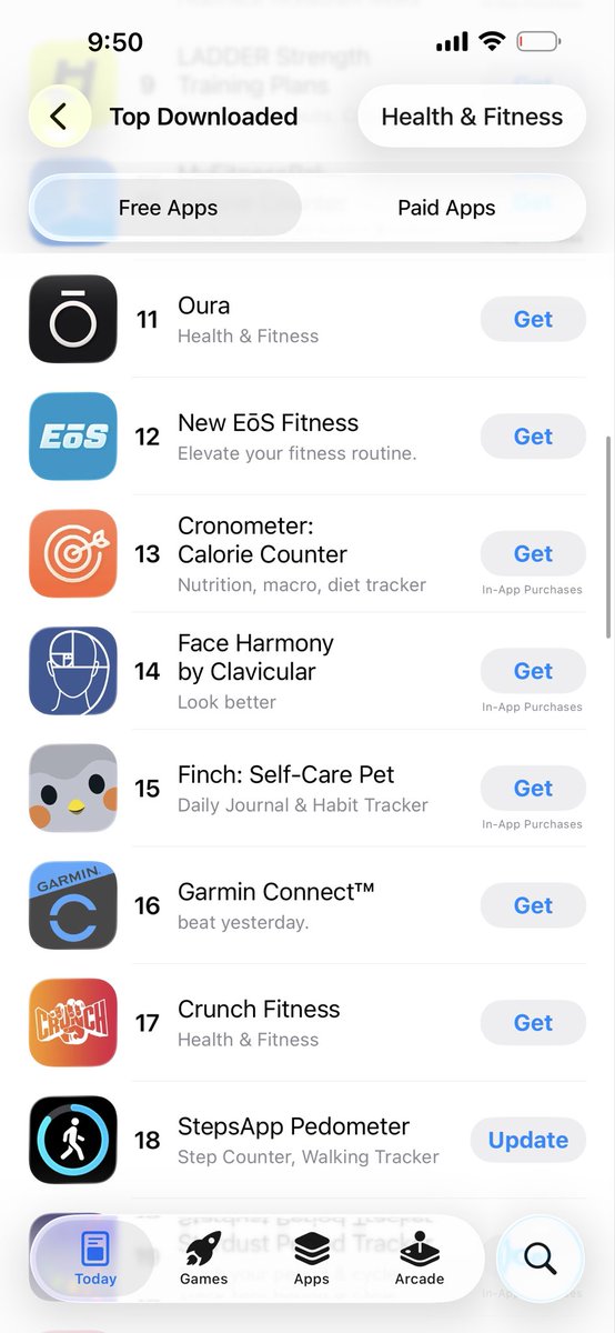 tanbuilds's tweet photo. how tf is Claviculars app charting above Garmin and other legitimate health apps with only 40 reviews and a 2 star rating 😭 https://t.co/naekpBHaOt