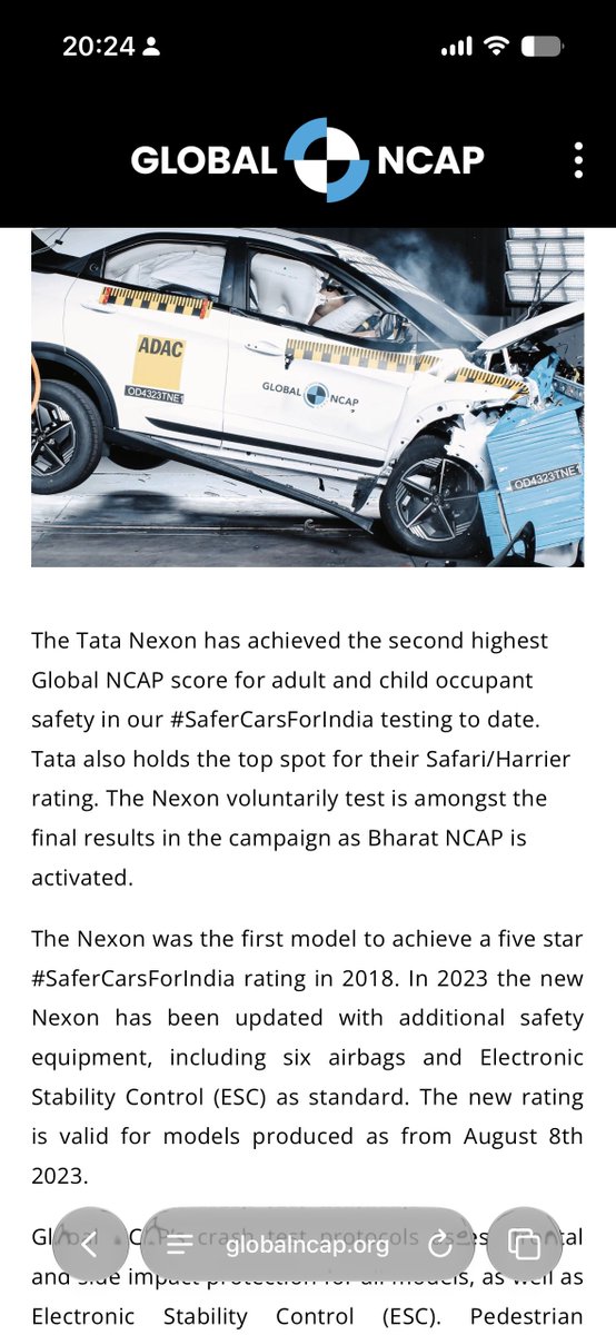 Rohan_Aditya1's tweet photo. @EVZindabad @Cool_Dude_R @ferrarirules86 @nsarathc @AsheeshAroraEV @evelectree @tushv24 @VahanWarta @Xroaders_001 It’s not the fault of Hyundai or any manufacturer that sells new cars in India. And for Nexon since it’s a very old car….. It was there in global NCAP. https://t.co/q7pwh2OSzH