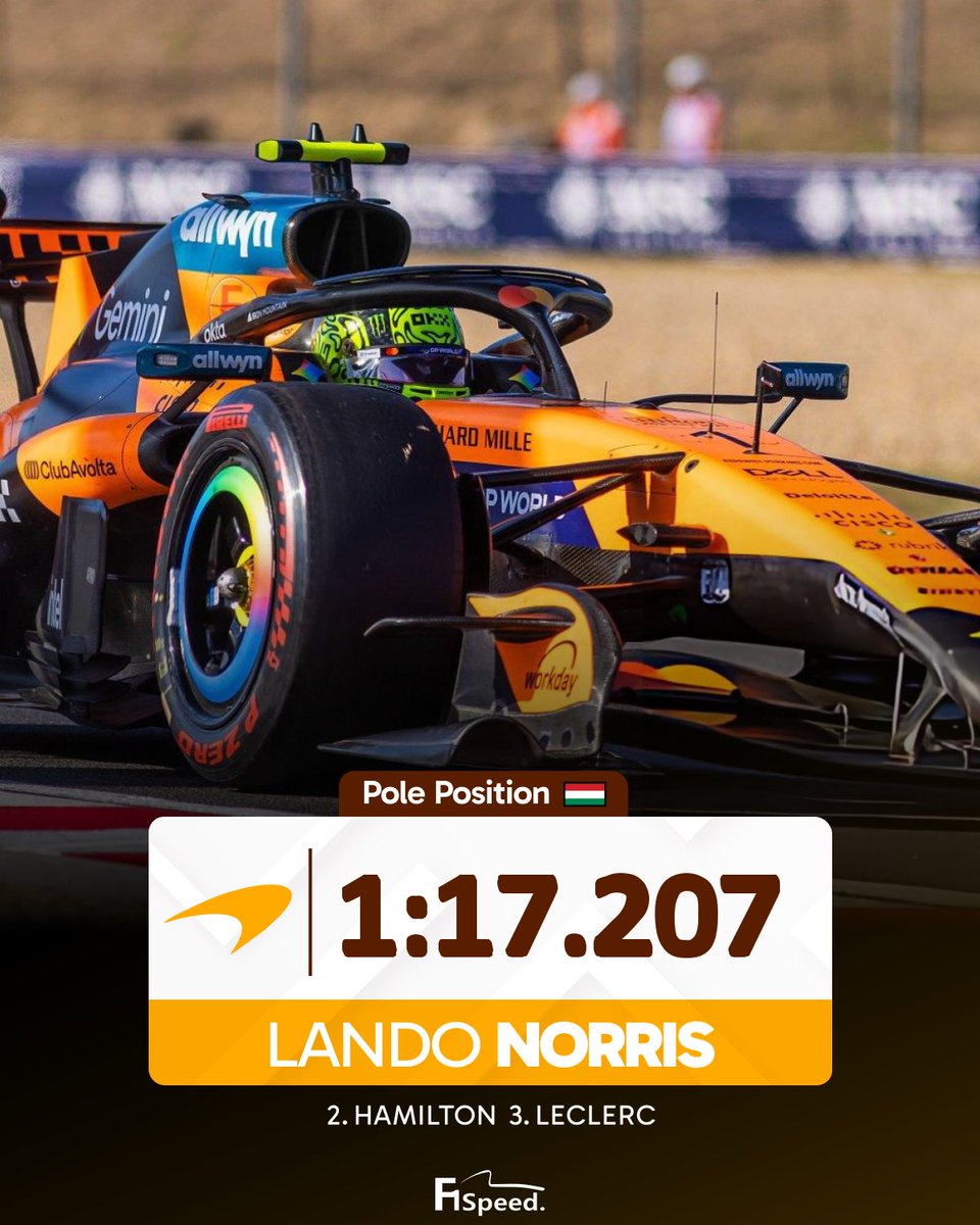 f1speed_indo's tweet photo. 🚨 LANDO NORRIS POLE POSITION GP HONGARIA!

Pole-streak Mercedes, terputus di tangan McLaren. https://t.co/rnXrgFXmRF