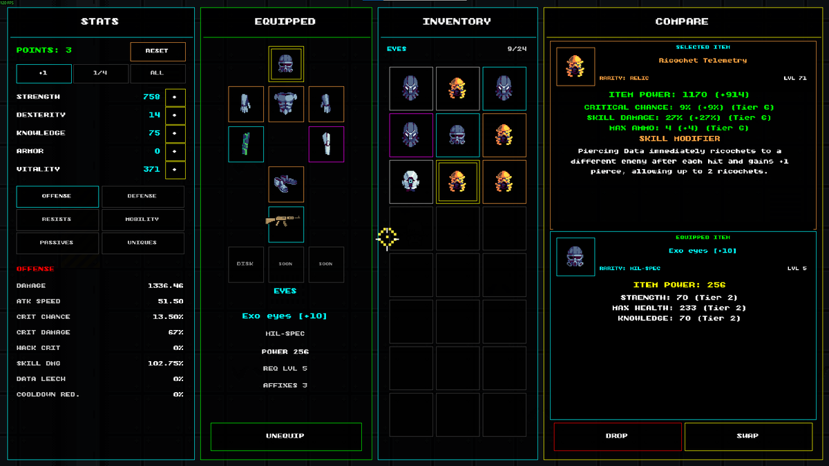 4TinsStudios's tweet photo. Skill modifiers on gear? Got ya.

Every piece of equipment can reshape your abilities, stats and playstyle.

Your body is your build.

#indiedev #gamedev #ARPG https://t.co/d9CwV8Y0cm