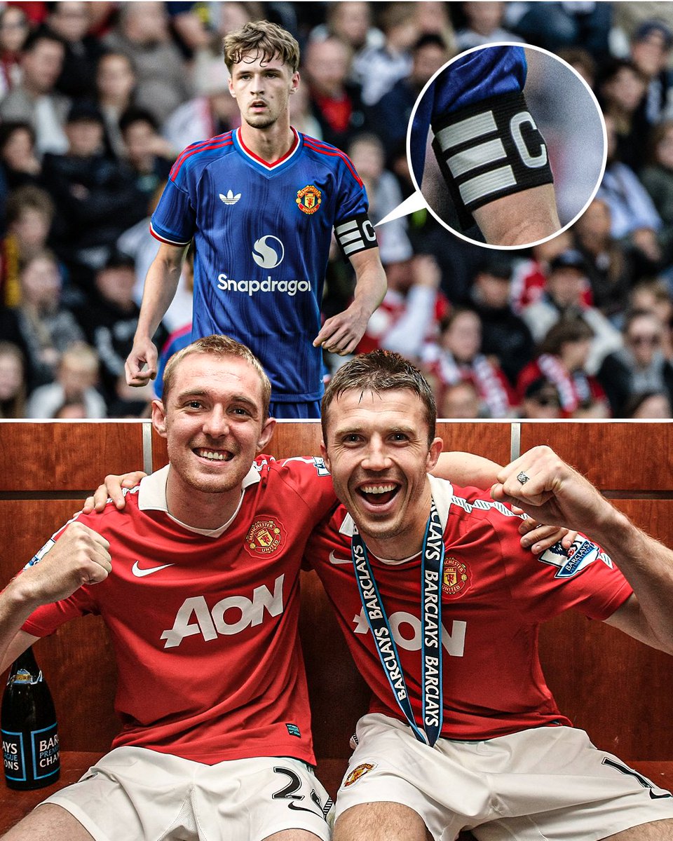 ESPNUK's tweet photo. Michael Carrick and Darren Fletcher spent years as teammates at Manchester United 🤝

Now, years later, Carrick is managing United… while Fletcher’s 19-year-old son, Tyler, captained the side in pre-season 🤯👏

Three generations of football connections, all linked by Manchester United 🔴