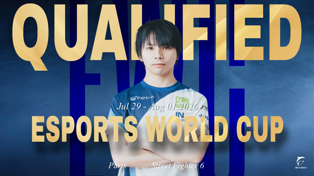 SBI_eSports's tweet photo. 【お知らせ】

このたび、ひびき選手(@HibikiTheBeast )が「EWC LCQ2026」に出場し、
ウィナーズブラケットにてTOP8進出を果たしました。

これにより「EWC 2026」本選への出場権獲得が確定いたしました🐬

＃EWC2026 ＃スト6 ＃ひびきWIN ＃SBIWIN https://t.co/CQ1in9Nwf4
