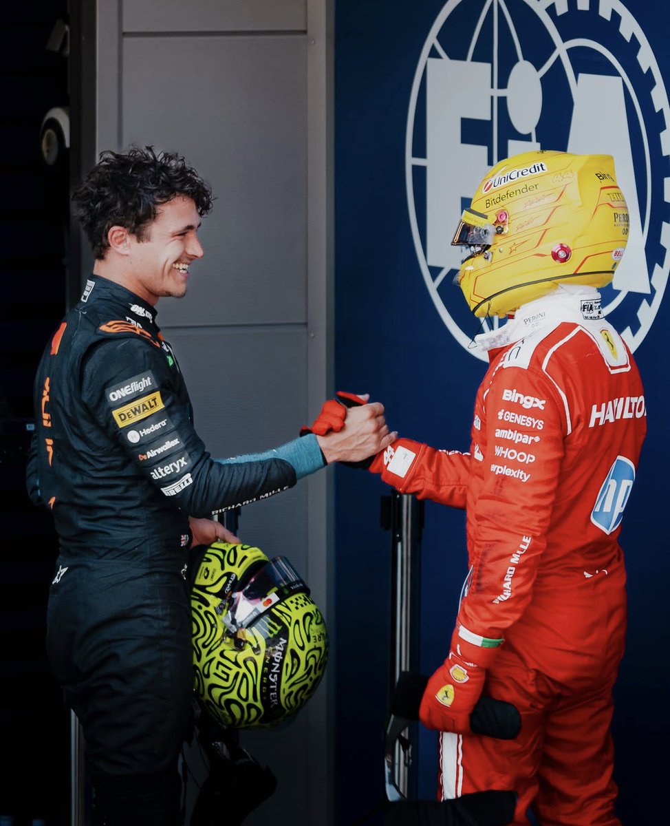 ln4norris's tweet photo. lando norris and lewis hamilton are the only drivers to have beaten mercedes in qualifying in any format. https://t.co/68FgBKKld2